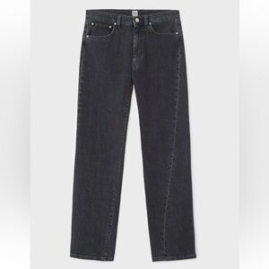 TOTEME Straight Leg Jeans Twisted Seam Washed Black Grey 26